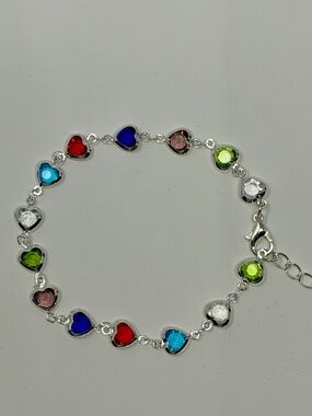 Multi-Color Heart Crystal Bracelet - Stainless Steel